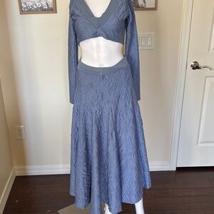 Free People Oakley Stretch Maxi Skirt Set in Denim Grey